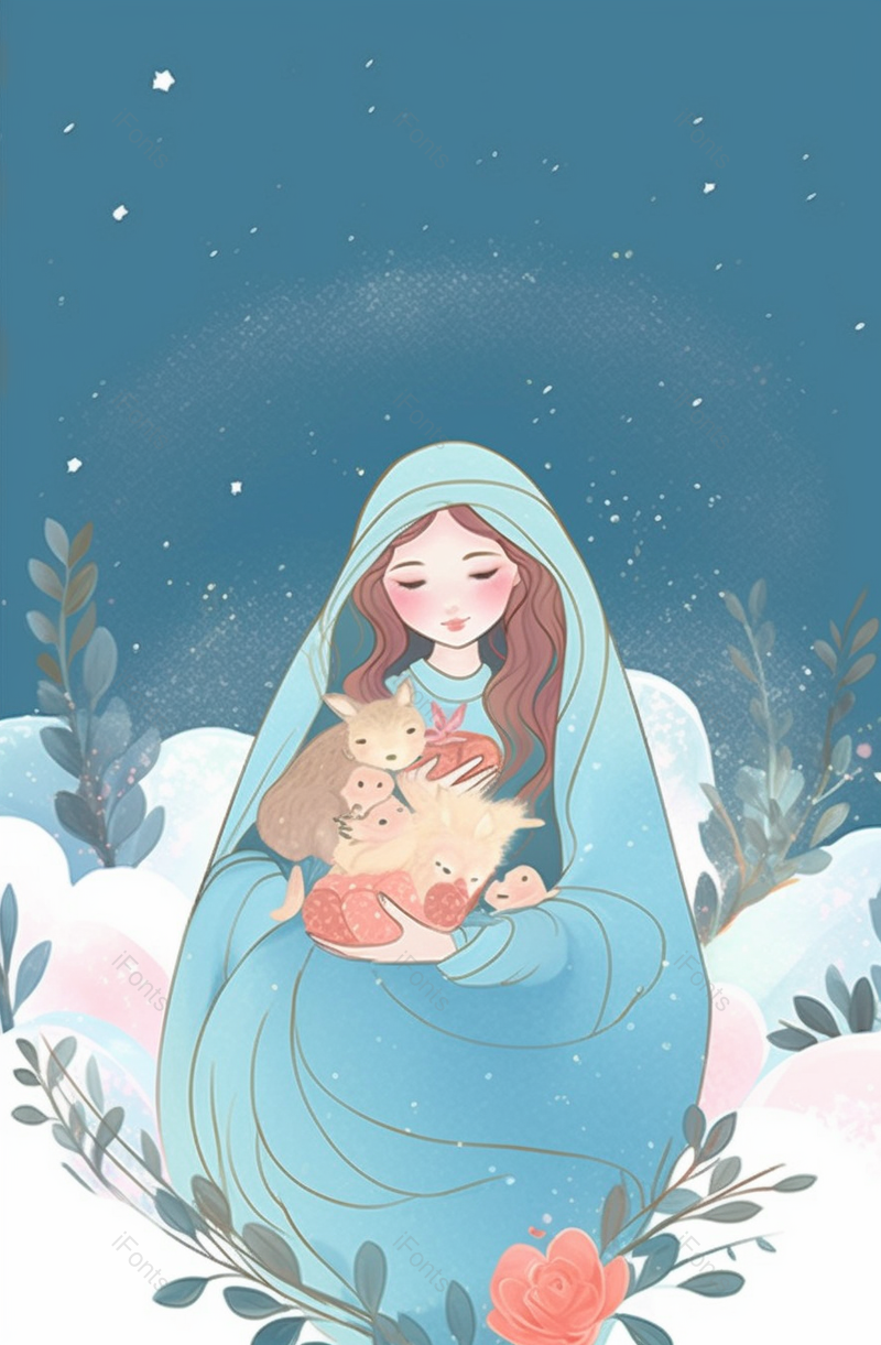 小清新剪纸女孩雪地插画背景,插画/手绘图,插画/手绘图库,插画/手绘图下载,插画/手绘